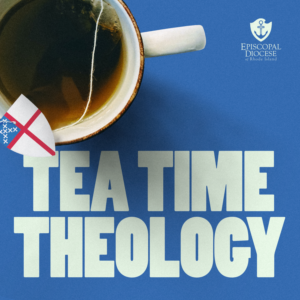 A cup of tea with the Episcopal shield as the teabag tag